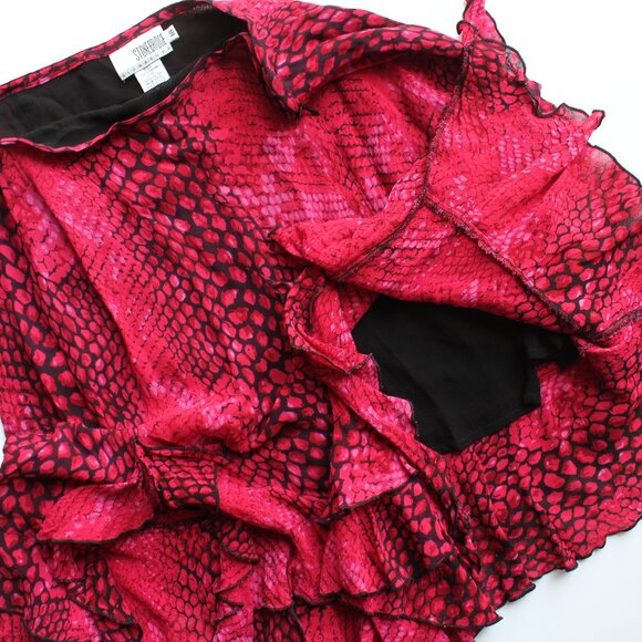 Stonebridge Skirt Sz 16 Pink Black Lined Leopard Animal Print Shark Bite A-Line - Picture 5 of 6